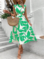 Midi Jurk met Rode Bladerenprint - Maxi Dresses - Jurkjes.co