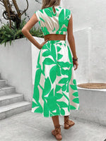 Midi Jurk met Rode Bladerenprint - Maxi Dresses - Jurkjes.co