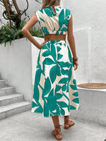 Midi Jurk met Rode Bladerenprint - Maxi Dresses - Jurkjes.co