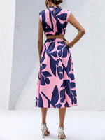 Midi Jurk met Rode Bladerenprint - Maxi Dresses - Jurkjes.co