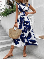 Midi Jurk met Rode Bladerenprint - Maxi Dresses - Jurkjes.co