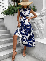 Midi Jurk met Rode Bladerenprint - Maxi Dresses - Jurkjes.co