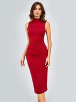 Midi Jurk met Ronde Hals en Effen Kleur - Midi Dresses - Jurkjes.co