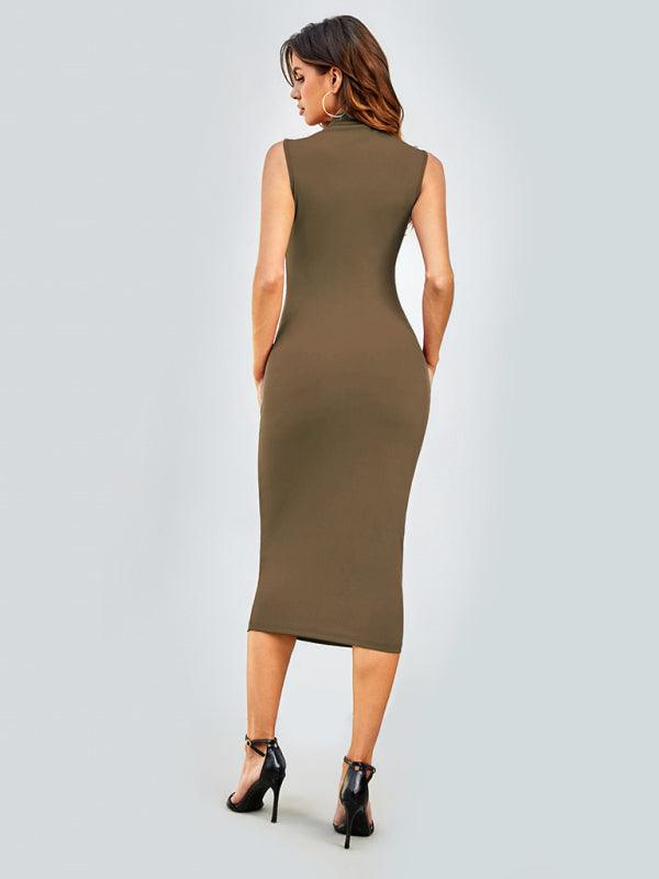 Midi Jurk met Ronde Hals en Effen Kleur - Midi Dresses - Jurkjes.co