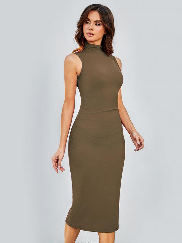 Midi Jurk met Ronde Hals en Effen Kleur - Midi Dresses - Jurkjes.co