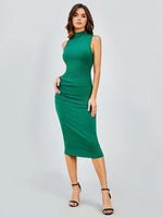 Midi Jurk met Ronde Hals en Effen Kleur - Midi Dresses - Jurkjes.co