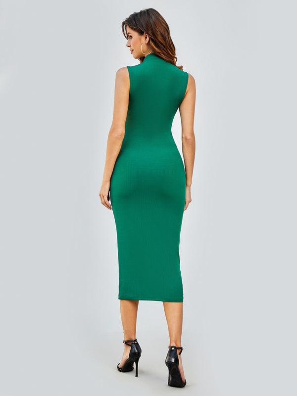 Midi Jurk met Ronde Hals en Effen Kleur - Midi Dresses - Jurkjes.co