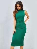 Midi Jurk met Ronde Hals en Effen Kleur - Midi Dresses - Jurkjes.co