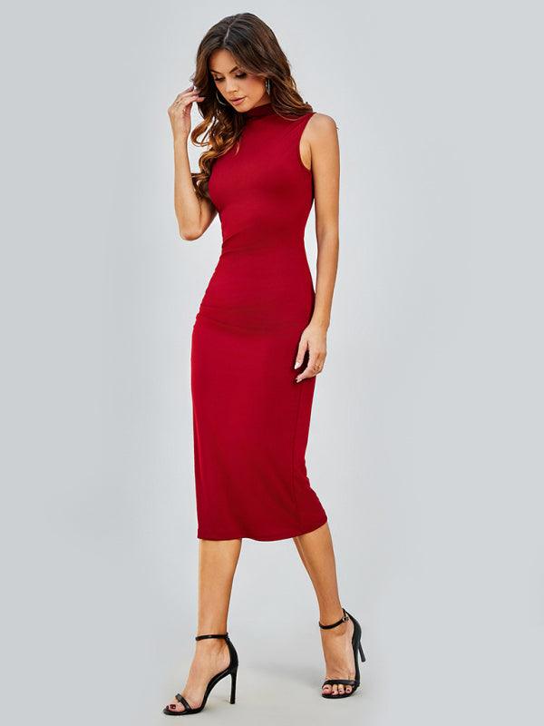 Midi Jurk met Ronde Hals en Effen Kleur - Midi Dresses - Jurkjes.co