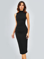 Midi Jurk met Ronde Hals en Effen Kleur - Midi Dresses - Jurkjes.co