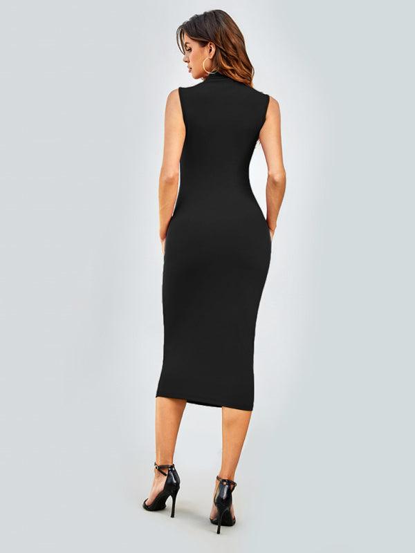 Midi Jurk met Ronde Hals en Effen Kleur - Midi Dresses - Jurkjes.co