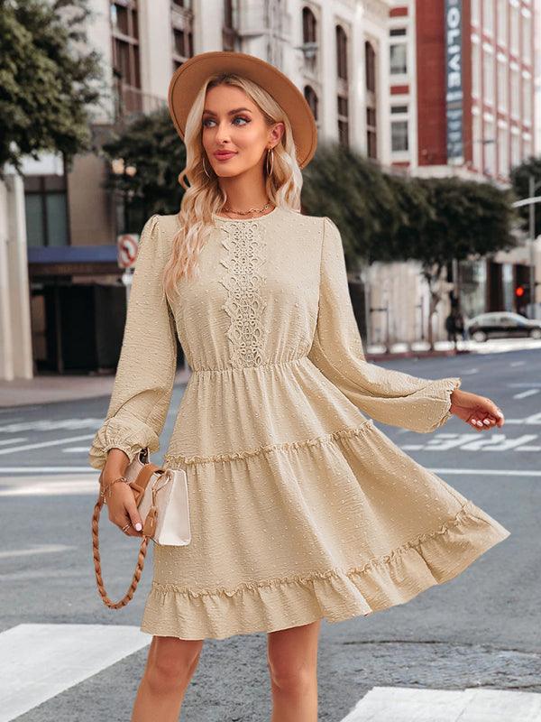 Midi Jurk met Ronde Hals en Ruffles - Mini Dresses - Jurkjes.co