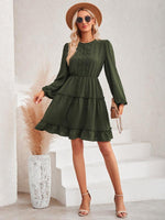 Midi Jurk met Ronde Hals en Ruffles - Mini Dresses - Jurkjes.co