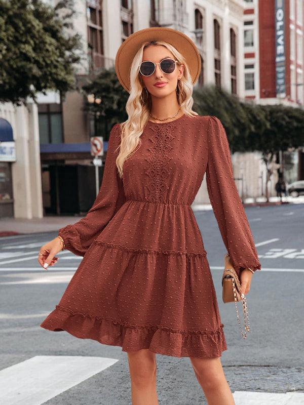 Midi Jurk met Ronde Hals en Ruffles - Mini Dresses - Jurkjes.co
