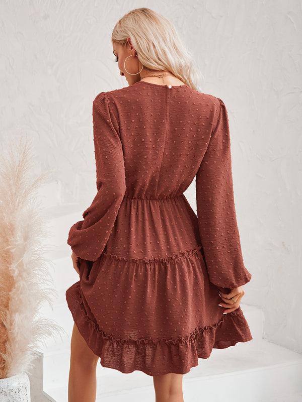 Midi Jurk met Ronde Hals en Ruffles - Mini Dresses - Jurkjes.co