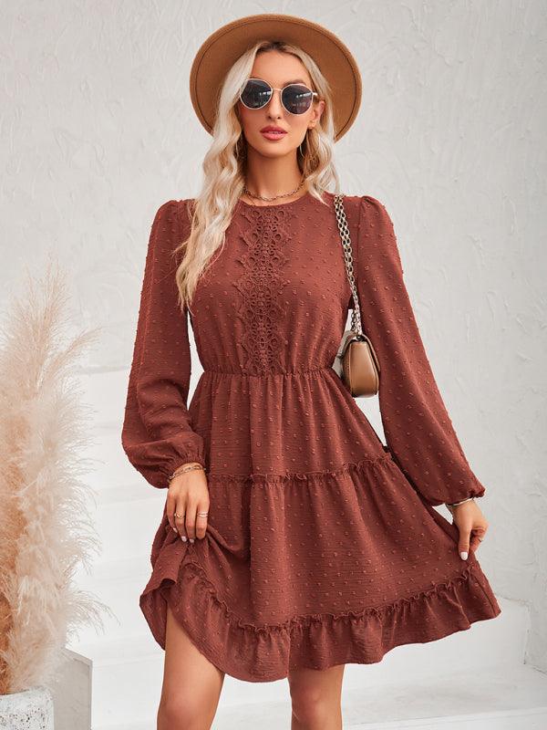 Midi Jurk met Ronde Hals en Ruffles - Mini Dresses - Jurkjes.co