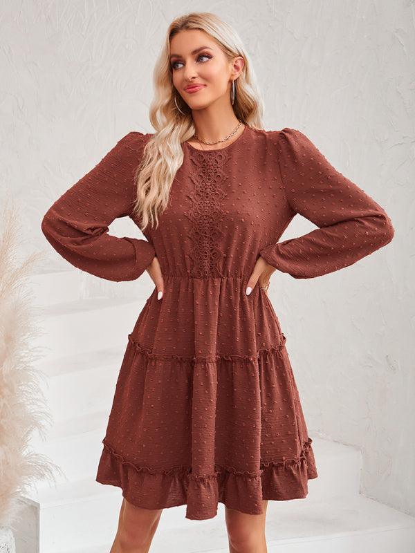 Midi Jurk met Ronde Hals en Ruffles - Mini Dresses - Jurkjes.co