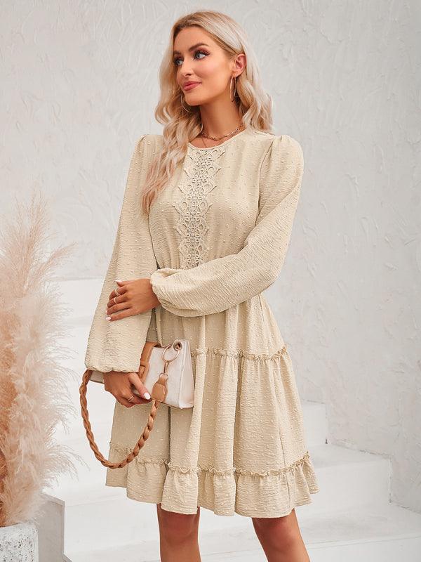 Midi Jurk met Ronde Hals en Ruffles - Mini Dresses - Jurkjes.co