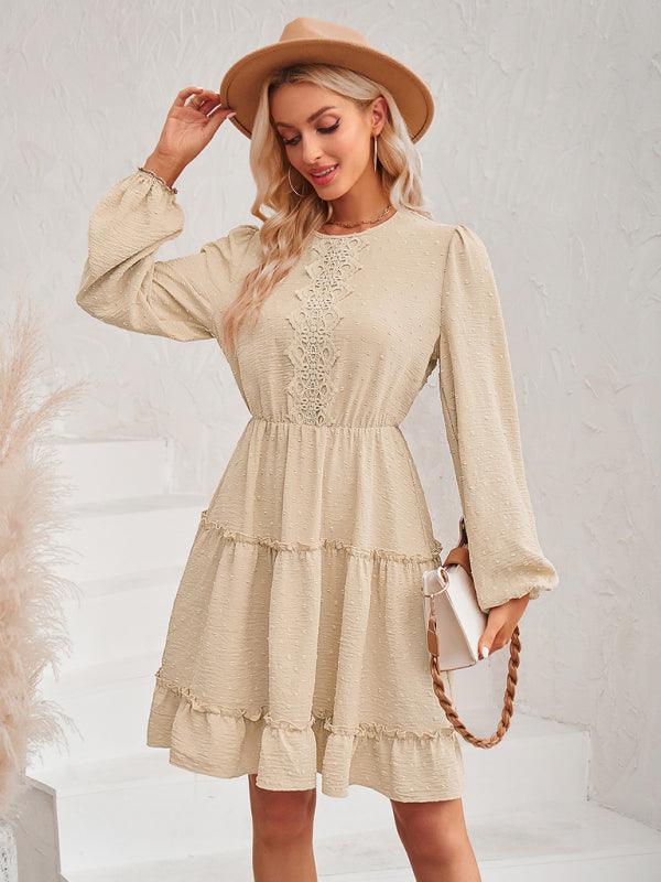 Midi Jurk met Ronde Hals en Ruffles - Mini Dresses - Jurkjes.co