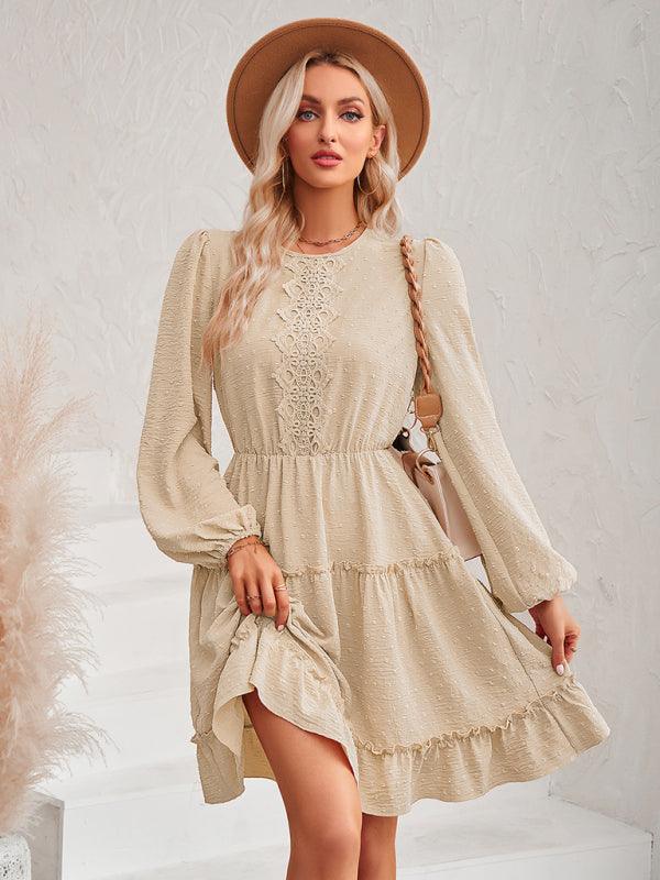 Midi Jurk met Ronde Hals en Ruffles - Mini Dresses - Jurkjes.co