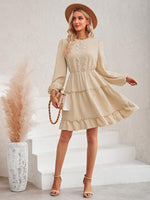 Midi Jurk met Ronde Hals en Ruffles - Mini Dresses - Jurkjes.co