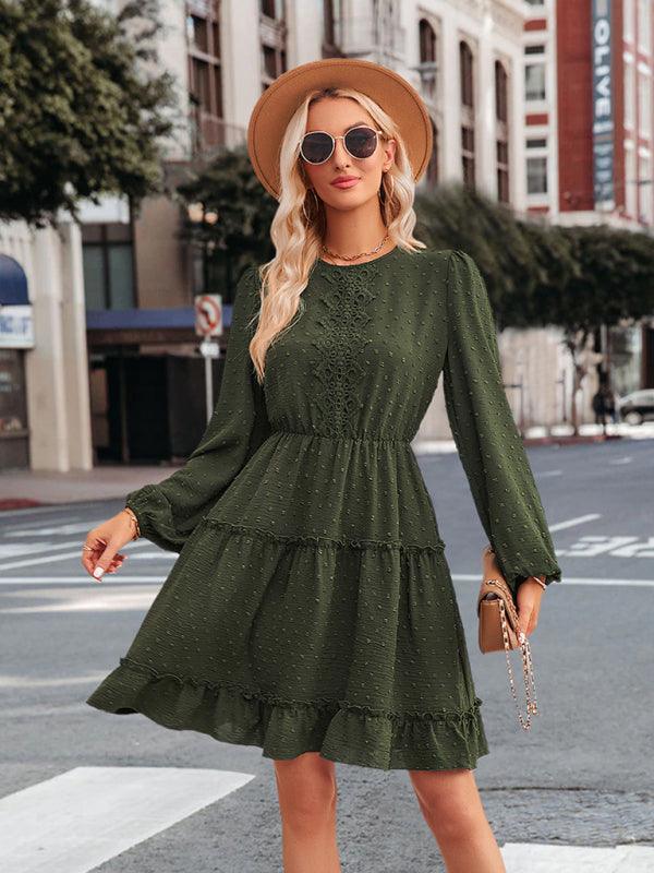 Midi Jurk met Ronde Hals en Ruffles - Mini Dresses - Jurkjes.co