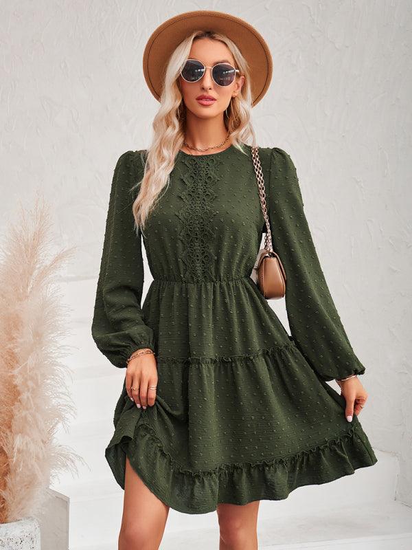 Midi Jurk met Ronde Hals en Ruffles - Mini Dresses - Jurkjes.co