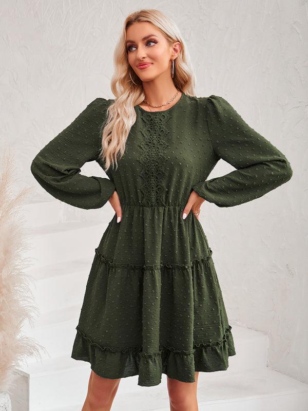 Midi Jurk met Ronde Hals en Ruffles - Mini Dresses - Jurkjes.co