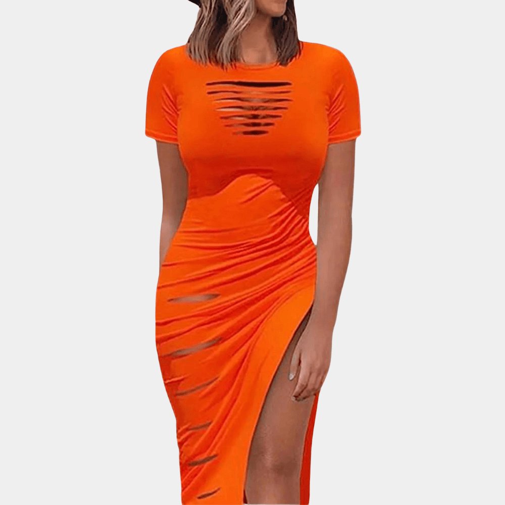 Midi Jurk met Ruches en Zijsluiting - Women Summer Dress - Jurkjes.co