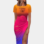 Midi Jurk met Ruches en Zijsluiting - Women Summer Dress - Jurkjes.co