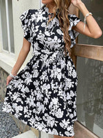 Midi Jurk met Ruffle Mouwen en Bloemenprint - Midi Dresses - Jurkjes.co