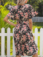 Midi Jurk met Ruffle Mouwen en Bloemenprint - Midi Dresses - Jurkjes.co