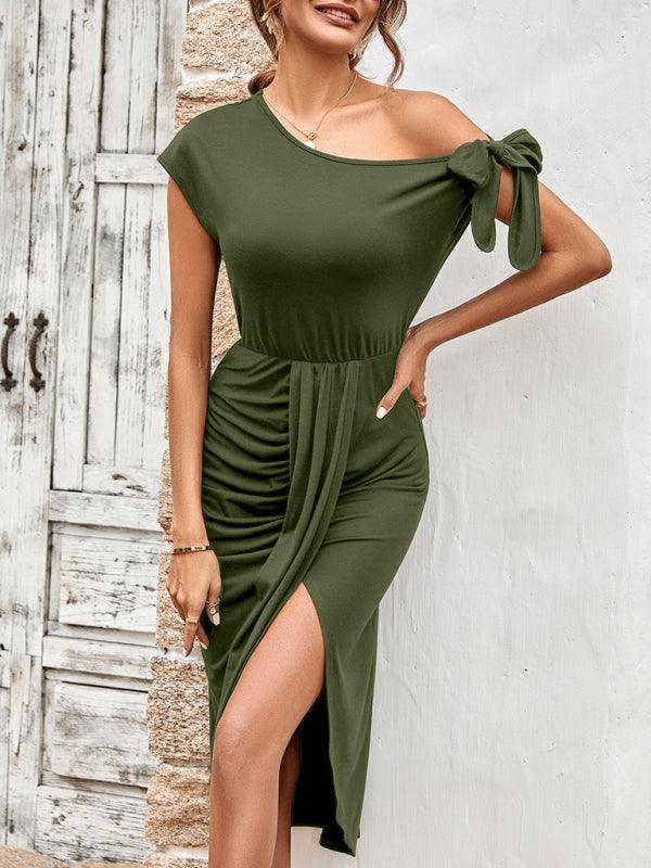 Midi Jurk met Schouderstrik en Elegante Split - Group3 - Jurkjes.co