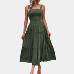 Midi Jurk met Smock en Ruches - Women Summer Dress - Jurkjes.co