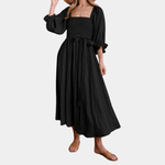 Midi Jurk met Smock Taille en Strik - Women Summer Dress - Jurkjes.co