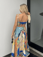 Midi Jurk met Spaghetti Bandjes en Print - Group11 - Jurkjes.co