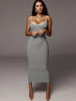 Midi Jurk met Spaghettibandjes en Open Rug - Midi Dresses - Jurkjes.co