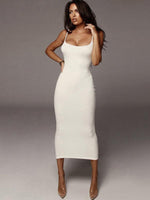 Midi Jurk met Spaghettibandjes en Open Rug - Midi Dresses - Jurkjes.co