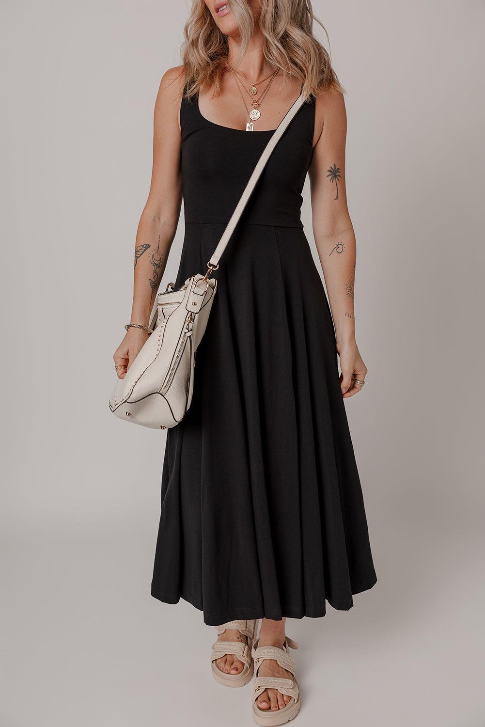 Midi Jurk met Split en Ronde Hals - Midi Dresses - Jurkjes.co