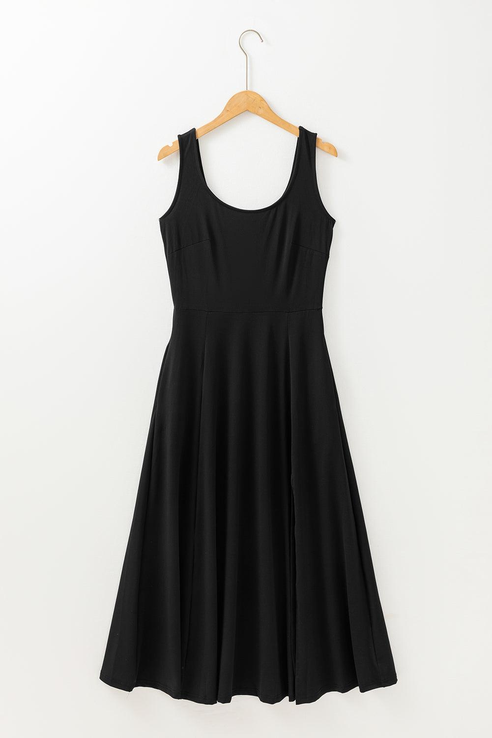 Midi Jurk met Split en Ronde Hals - Midi Dresses - Jurkjes.co