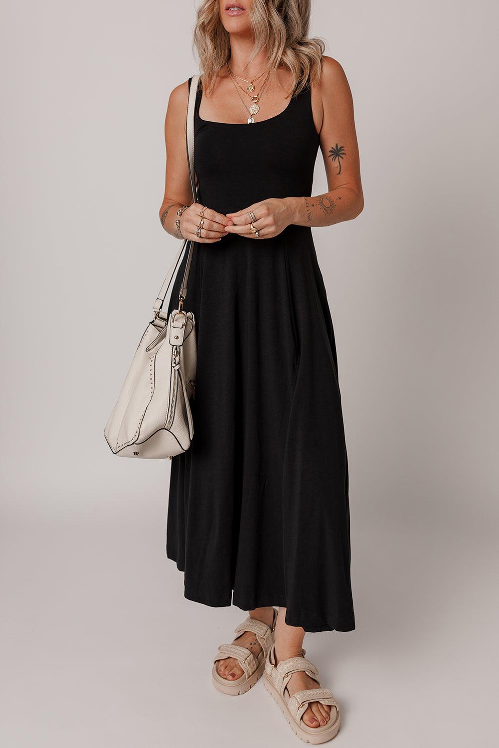 Midi Jurk met Split en Ronde Hals - Midi Dresses - Jurkjes.co