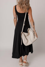 Midi Jurk met Split en Ronde Hals - Midi Dresses - Jurkjes.co