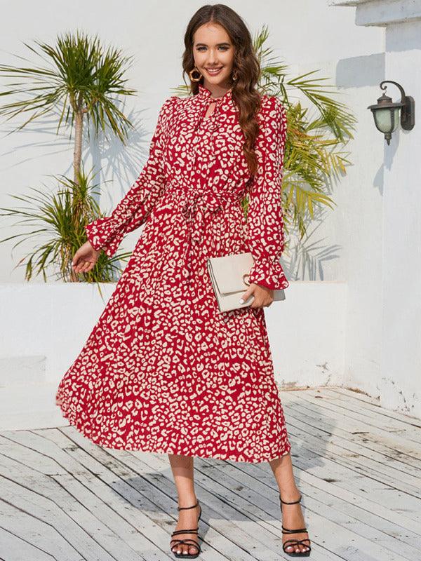 Midi Jurk met Staalhals en Dierenprint - Midi Dresses - Jurkjes.co