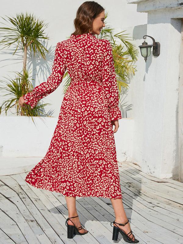 Midi Jurk met Staalhals en Dierenprint - Midi Dresses - Jurkjes.co