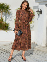 Midi Jurk met Staalhals en Dierenprint - Midi Dresses - Jurkjes.co