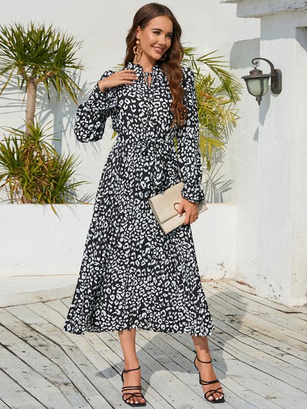 Midi Jurk met Staalhals en Dierenprint - Midi Dresses - Jurkjes.co