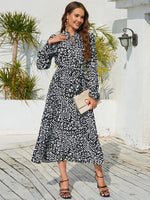 Midi Jurk met Staalhals en Dierenprint - Midi Dresses - Jurkjes.co