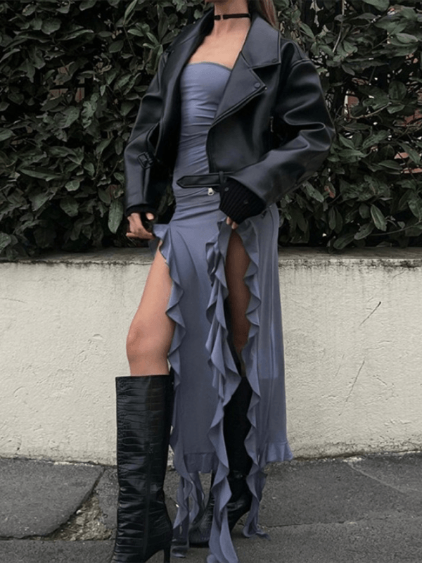 Midi Jurk met Strapless Design en Ruches - Midi Dresses - Jurkjes.co