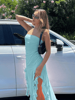 Midi Jurk met Strapless Design en Ruches - Midi Dresses - Jurkjes.co