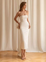 Midi Jurk met Strapless Design en Strik - Midi Dresses - Jurkjes.co